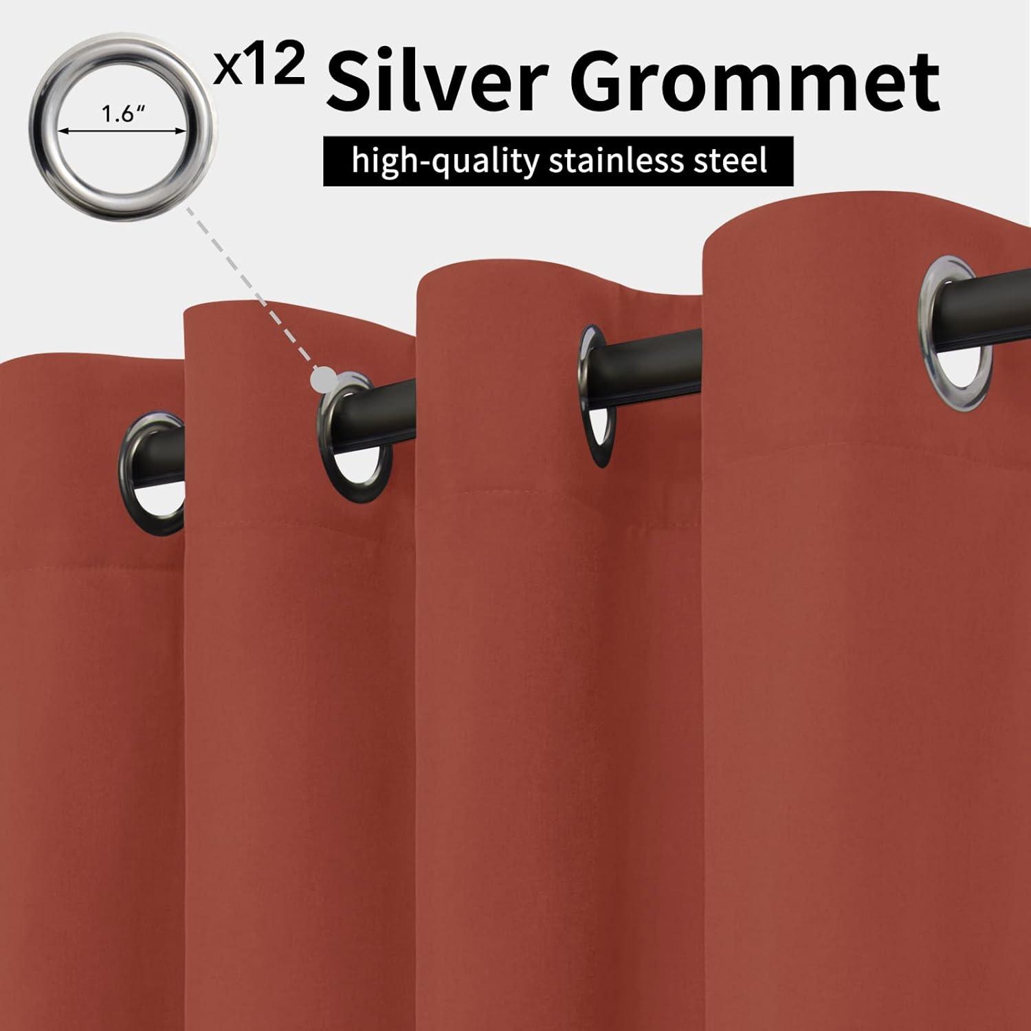 image:imageEasyGoing Outdoor Curtains Waterproof Windproof Weatherproof Curtain for Patio Cabana Porch Pergola and Gazebo Grommet Top and Tab Bottom Drape 1panel 54x84 inch BeigeTerra Red