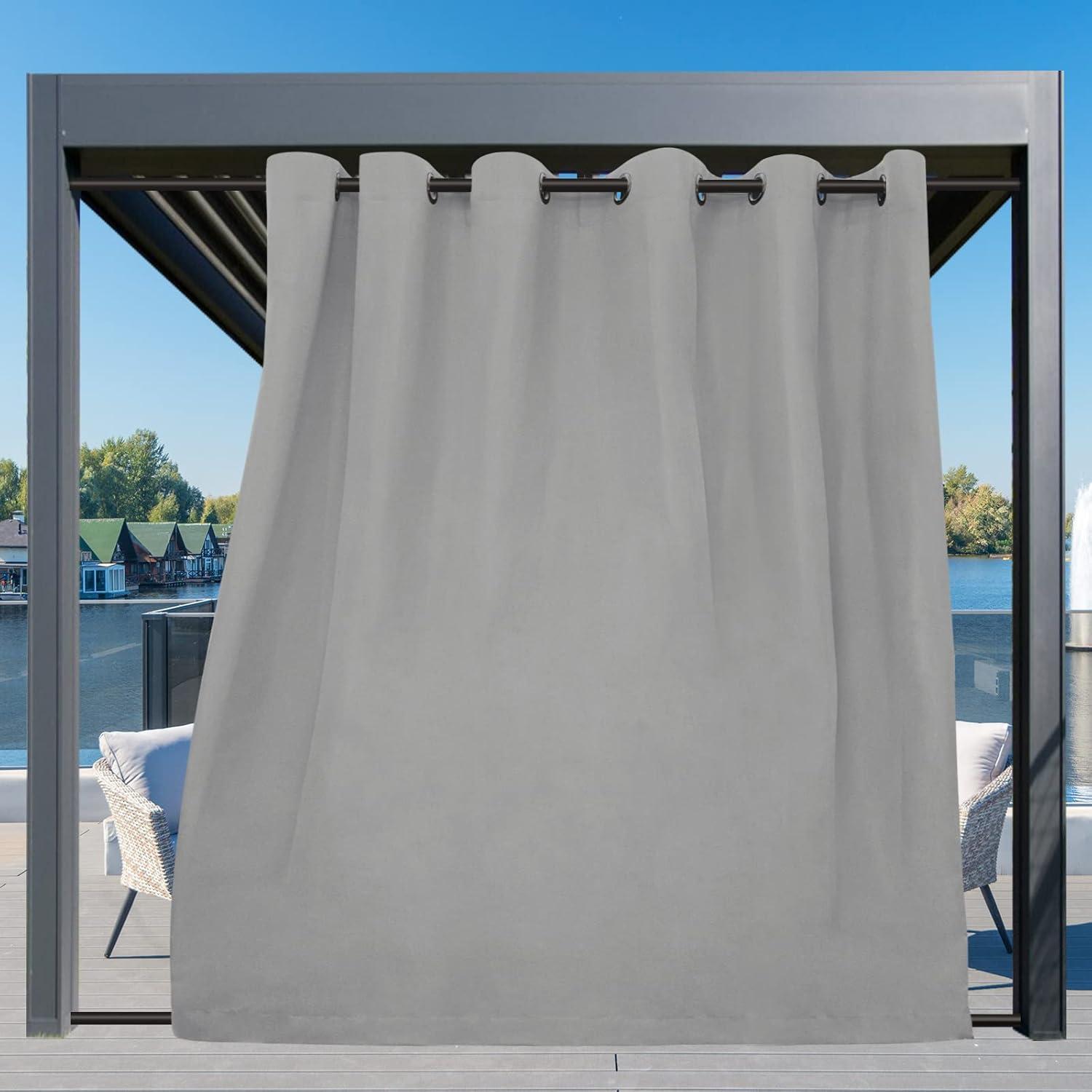 image:imageEasyGoing Outdoor Curtains Waterproof Windproof Weatherproof Curtain for Patio Cabana Porch Pergola and Gazebo Grommet Top and Tab Bottom Drape 1panel 54x84 inch BeigeLight Grey