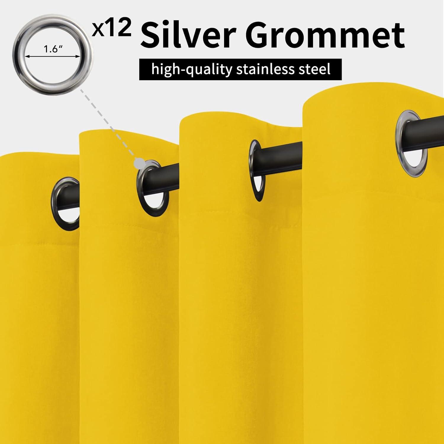 image:imageEasyGoing Outdoor Curtains Waterproof Windproof Weatherproof Curtain for Patio Cabana Porch Pergola and Gazebo Grommet Top and Tab Bottom Drape 1panel 54x84 inch BeigeYellow