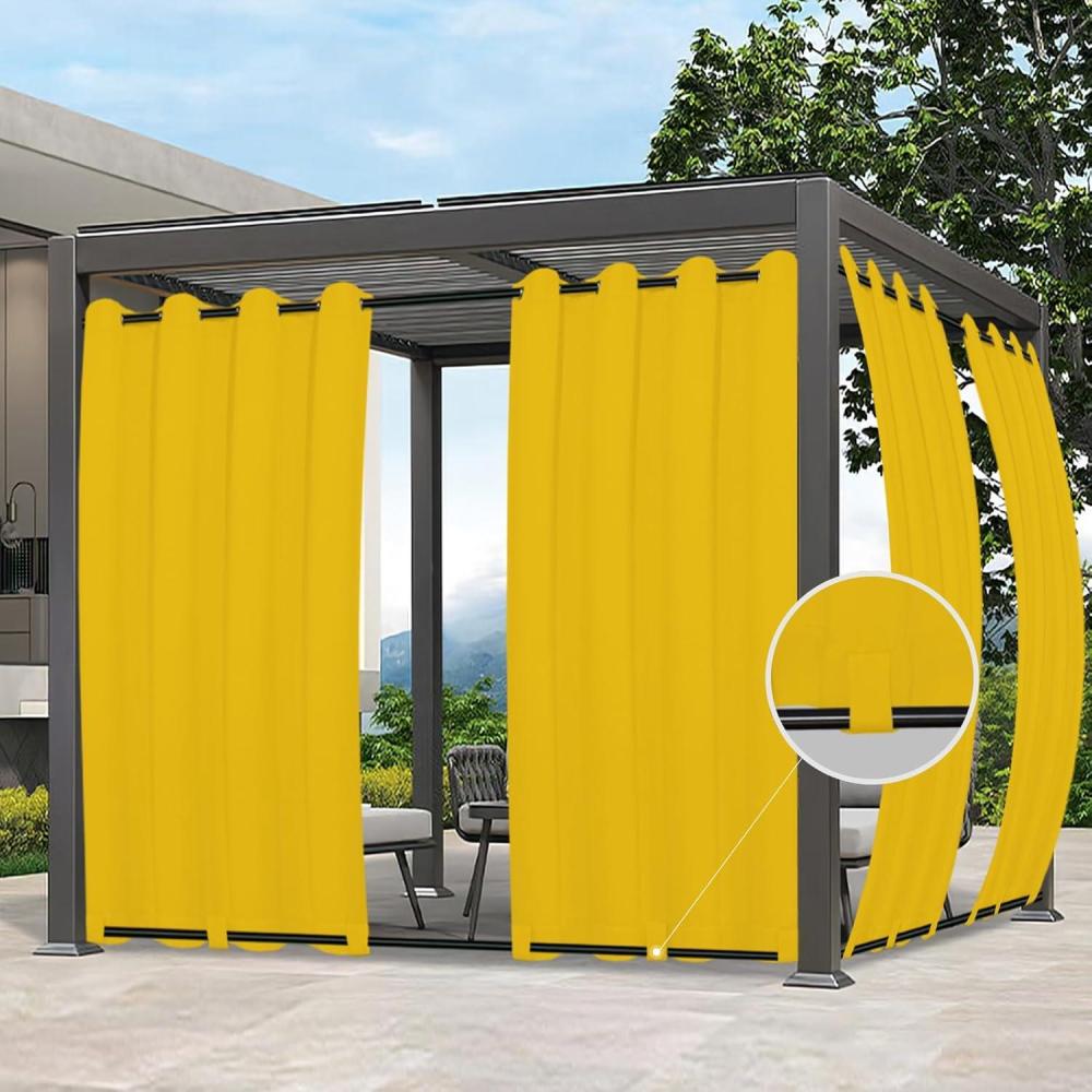 image:imageEasyGoing Outdoor Curtains Waterproof Windproof Weatherproof Curtain for Patio Cabana Porch Pergola and Gazebo Grommet Top and Tab Bottom Drape 1panel 54x84 inch BeigeYellow