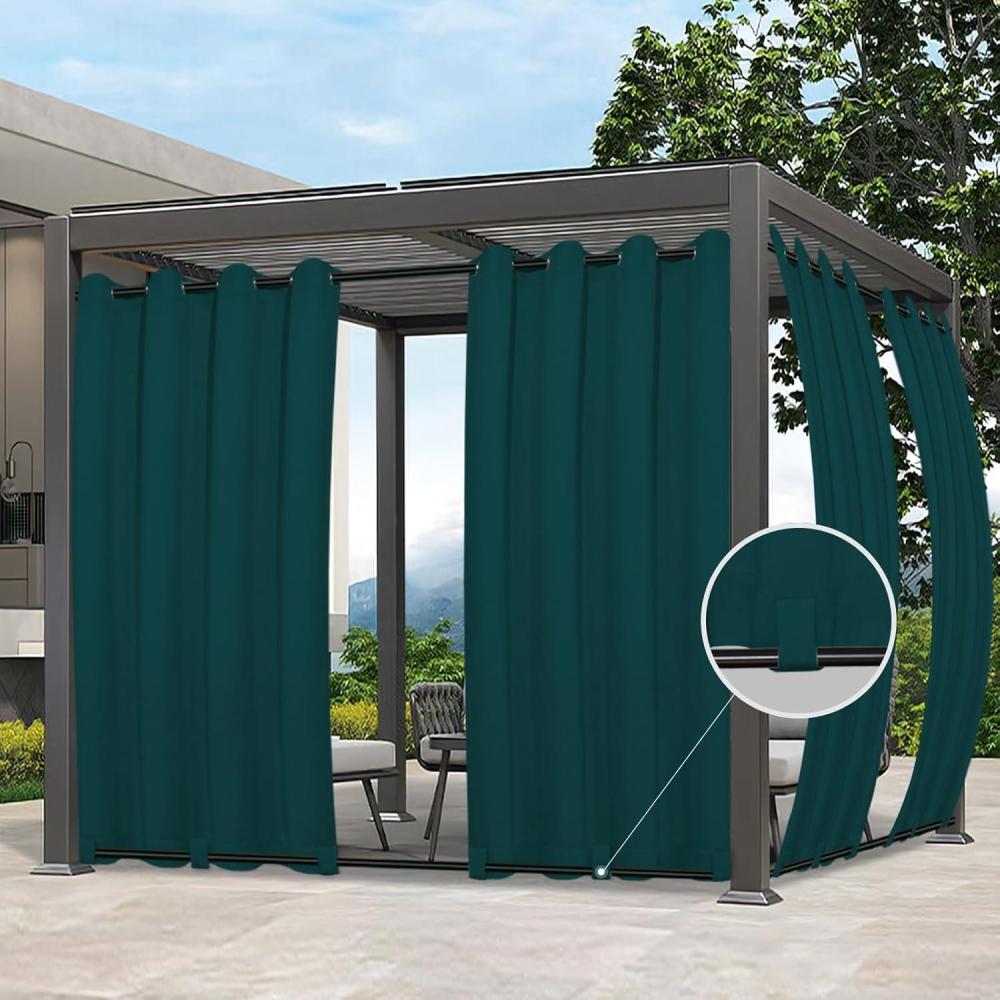 image:imageEasyGoing Outdoor Curtains Waterproof Windproof Weatherproof Curtain for Patio Cabana Porch Pergola and Gazebo Grommet Top and Tab Bottom Drape 1panel 54x84 inch BeigeTeal