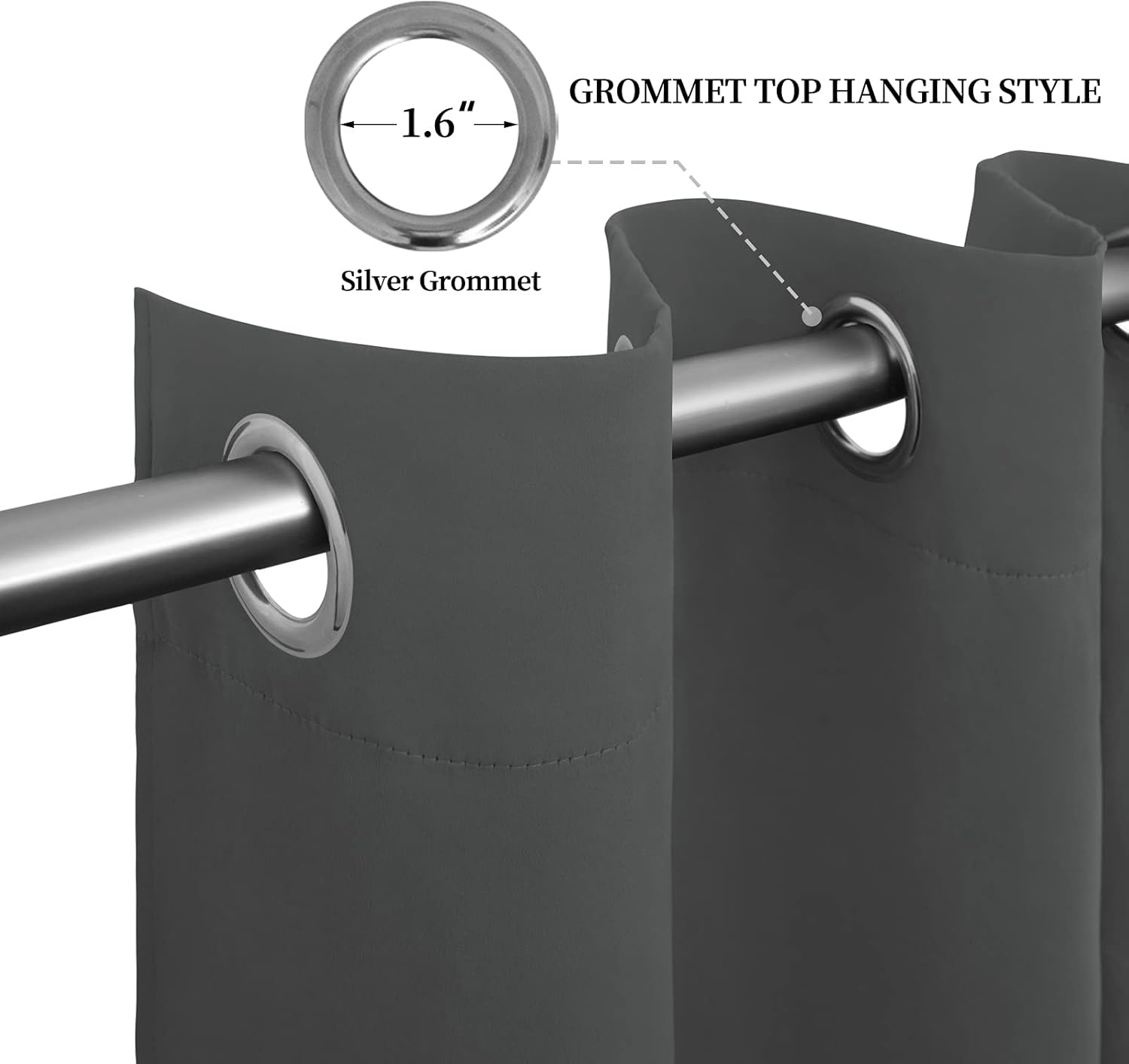 image:imageEasyGoing Blackout Curtains for Bedroom Solid Thermal Insulated Grommet and Noise Reduction Window Drapes Room Darkening Curtains for Living Room 2 Panels42x63 in Dark BrownGrey