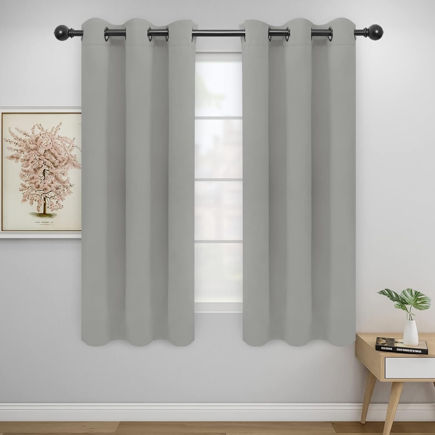 image:imageEasyGoing Blackout Curtains for Bedroom Solid Thermal Insulated Grommet and Noise Reduction Window Drapes Room Darkening Curtains for Living Room 2 Panels42x63 in Dark BrownLight Gray