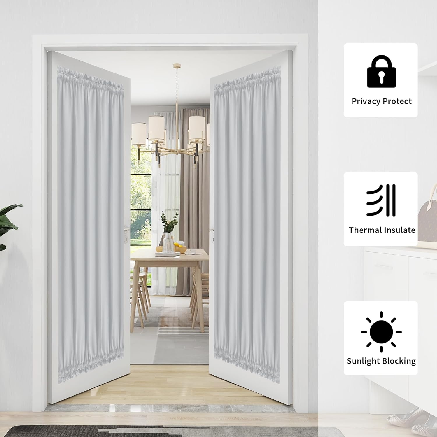 image:imageEasyGoing Blackout Door Curtains Rod Pocket Privacy Light Filtering Sidelight Curtains French Door Curtains with Tieback 1 Panel 25x40 inch BluestoneGreyish White
