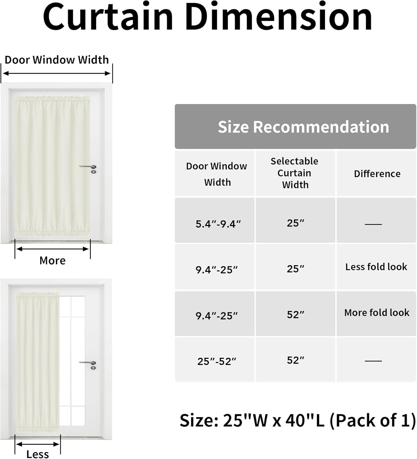 image:imageEasyGoing Blackout Door Curtains Rod Pocket Privacy Light Filtering Sidelight Curtains French Door Curtains with Tieback 1 Panel 25x40 inch BluestoneIvory