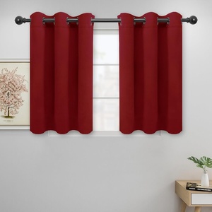 Easy-Going Blackout Curtains for Bedroom, Solid Thermal Insulated Grommet and Noise Reduction Window Drapes, Room Darkening Curtains for Living Room, 2 Panels(42×63 in, Dark Brown)(Christmas Red)