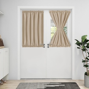 Easy-Going Blackout Door Curtains, Rod Pocket Privacy Light Filtering Sidelight Curtains French Door Curtains with Tieback, 1 Panel, 25×40 inch, Bluestone(Beige)